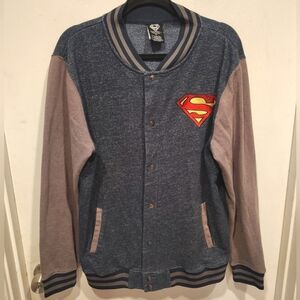 Superman DC Comics Embroidered Logo Varsity Jacket Juniors Sz L (15) Casual